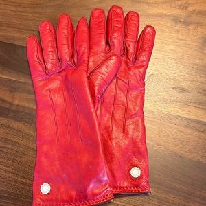 Coach red leather gloves